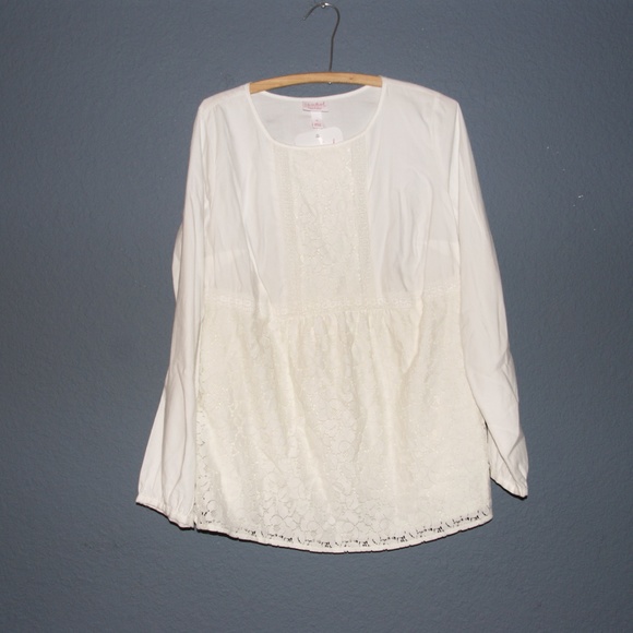 New ISABEL MATERNITY Long Sleeve Lace Babydoll Top - Picture 3 of 8